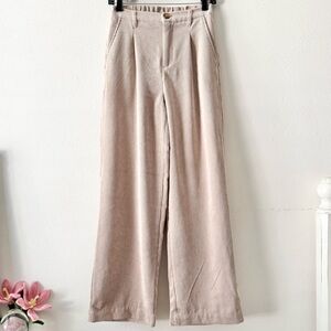 Tan Wide Leg Corduroy Pants